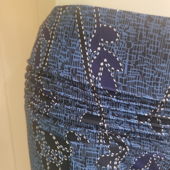 Urban Mango Straight Leg Blue Printed Pant Leisure Palazzo Women's Sz L Culottes - Picture 6 of 11